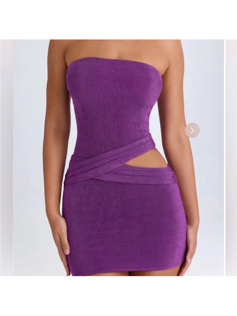 Oh Polly Strapless Purple Cutout Mini Dress